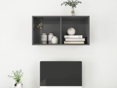 Wall-mounted TV Cabinet High Gloss Grey 37x37x72 cm Engineered Wood