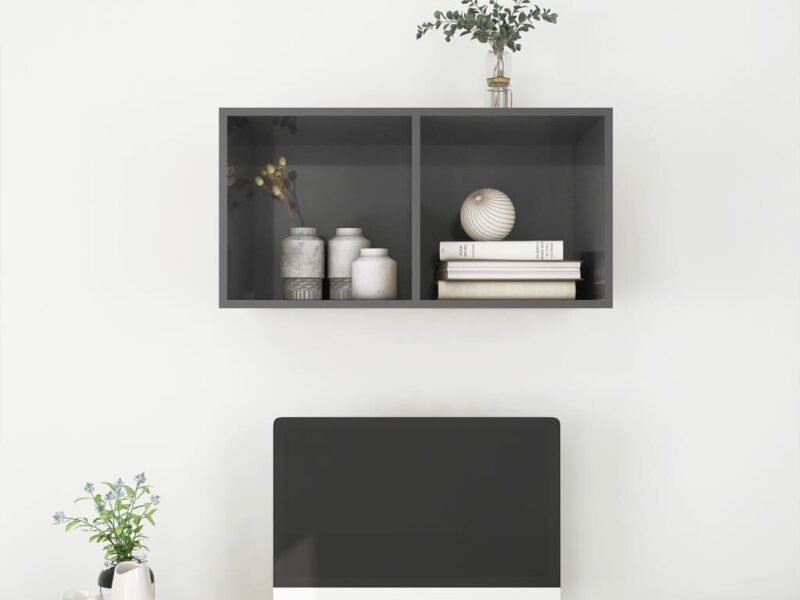 Wall-mounted TV Cabinet High Gloss Grey 37x37x72 cm Engineered Wood