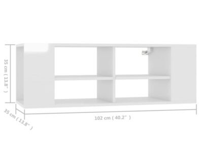 Wall-Mounted TV Cabinet High Gloss White 102x35x35 cm Engineered Wood