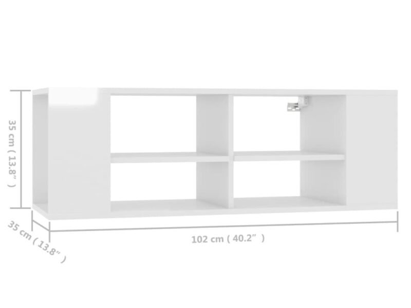 Wall-Mounted TV Cabinet High Gloss White 102x35x35 cm Engineered Wood