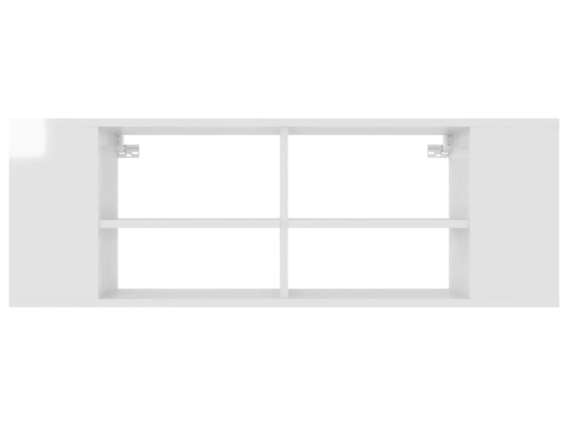 Wall-Mounted TV Cabinet High Gloss White 102x35x35 cm Engineered Wood