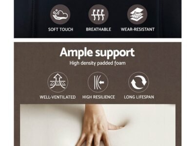 Wooden Office Chair Leather Seat Black