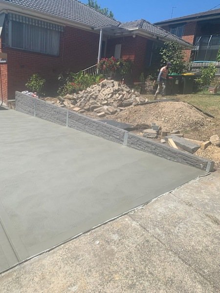 concreting slabs,retaining walls,driveways.
