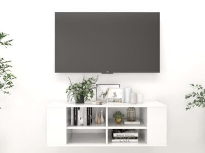 Wall-Mounted TV Cabinet High Gloss White 102x35x35 cm Engineered Wood