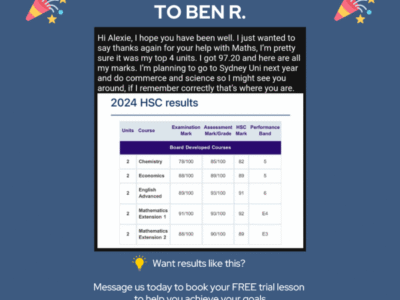 Maths Tutoring with Proven HSC Results