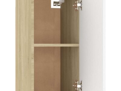 TV Cabinet White and Sonoma Oak 30.5x30x60 cm Engineered Wood