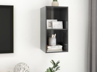 Wall-mounted TV Cabinet High Gloss Grey 37x37x72 cm Engineered Wood