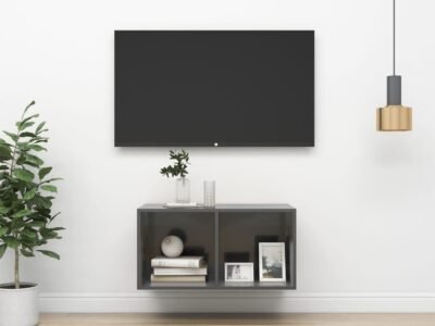 Wall-mounted TV Cabinet High Gloss Grey 37x37x72 cm Engineered Wood