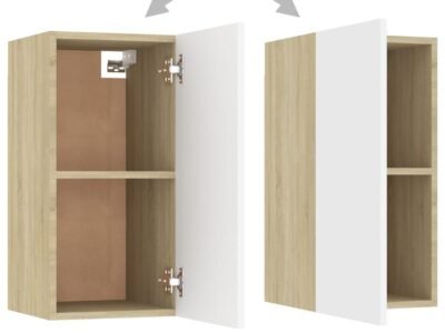 TV Cabinet White and Sonoma Oak 30.5x30x60 cm Engineered Wood